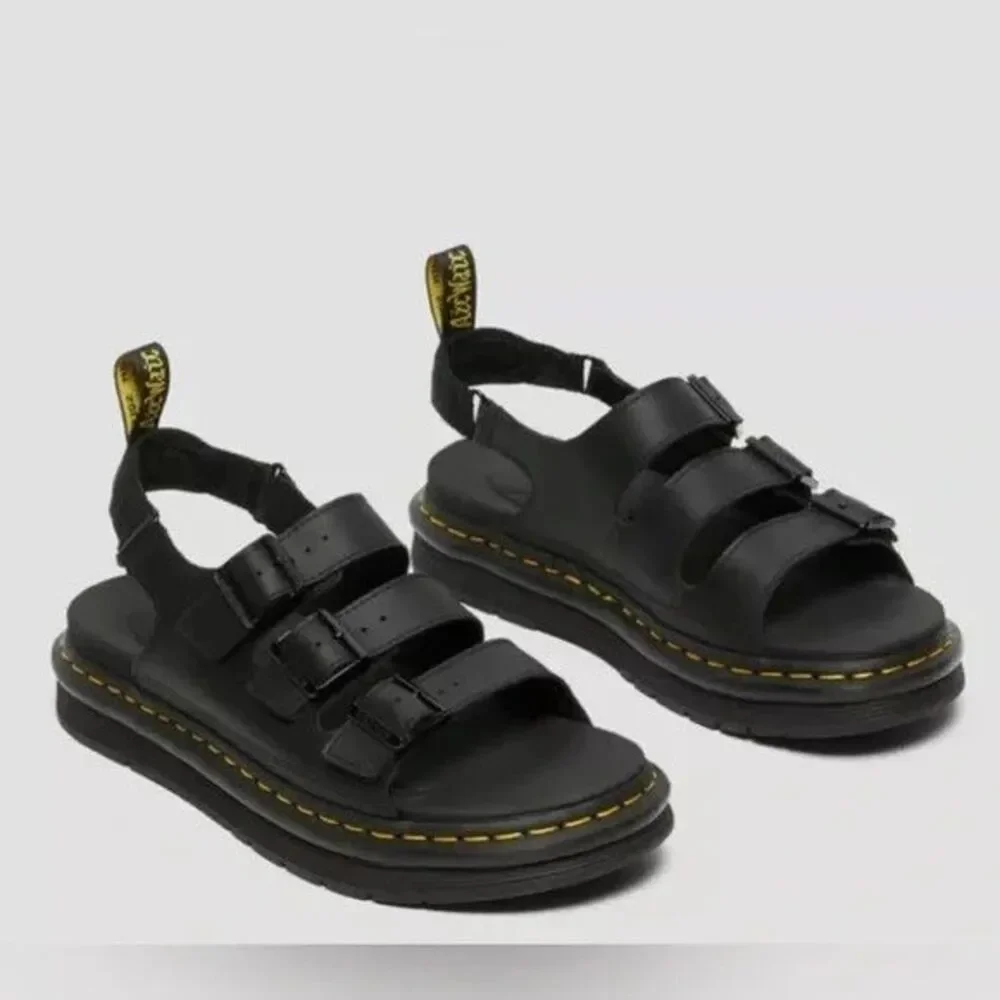 NEW Dr Martens Shoes Men 11 Women 12‎  Black Leather Straps Soloman Sandals